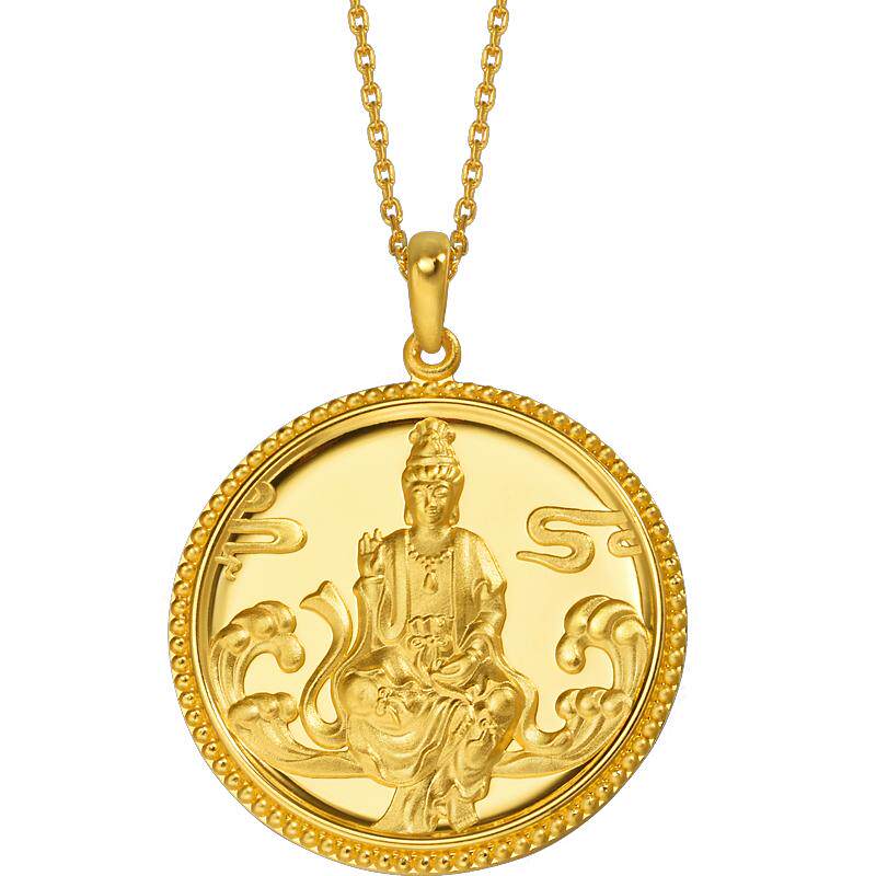 周生生黄金足金水月观音吊坠计价