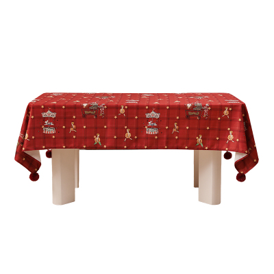圣诞桌布防水防油免洗圣诞节装饰节日布置氛围感红色茶几餐桌布