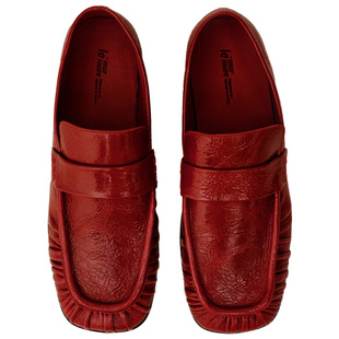 Le' Murmure 软雕塑美学 秋季新款方头皱漆牛皮乐福鞋 OL风小皮鞋