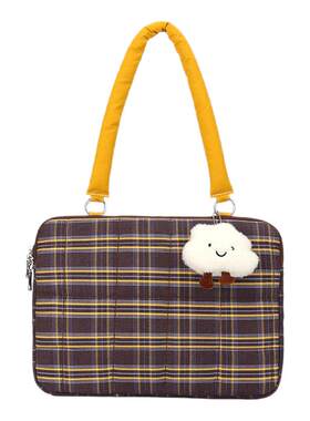 编织小枕头充棉条纹防摔防震笔记本电脑包适用于苹果MacBookair13英寸内胆包pro15寸华为10格子手提包保护套