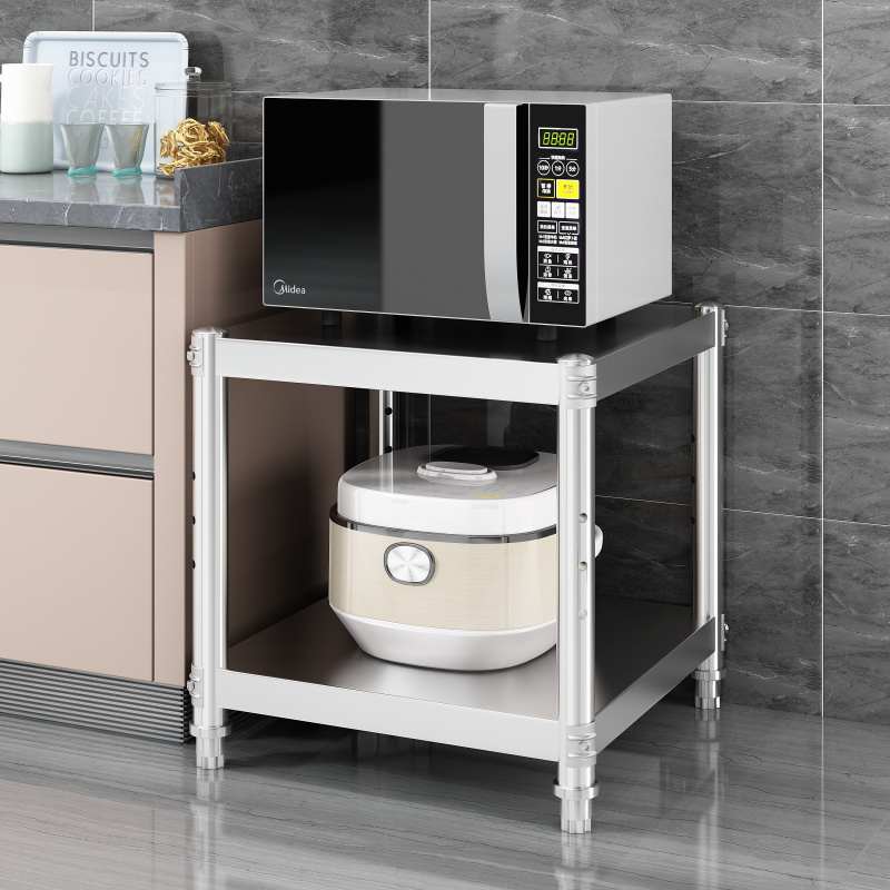 正方形50高二层厨房不锈钢置物架保温桶电磁炉支架消毒柜垫高架子