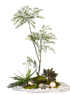 仿真绿植楼梯下景观植物造景摆件