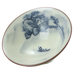 栖凤居官窑手绘斗笠杯中式个人家用品茗杯喝茶专用主人杯简约茶具