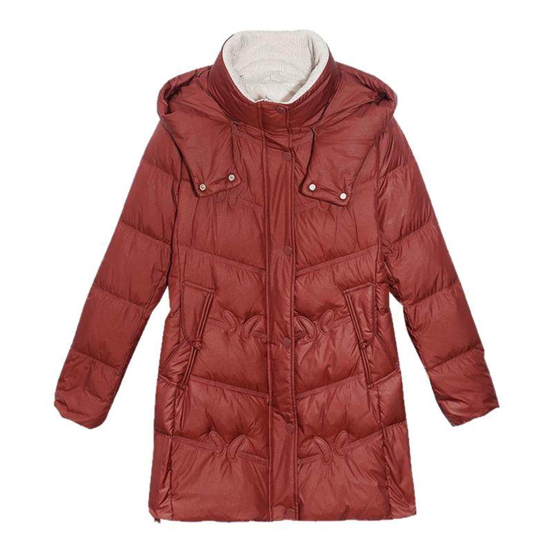 冬装中长款羽绒棉服外套女大码中老年棉袄子修身显瘦时尚妈妈棉衣