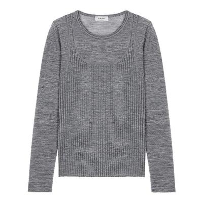 CRUSH Collection2025年早秋新款羊毛假两件套圆领针织衫修身上衣