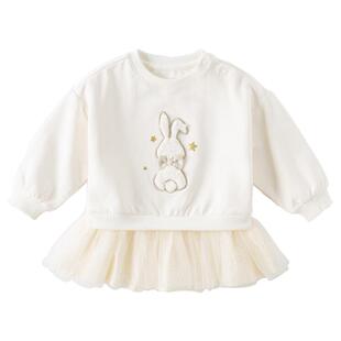 戴维贝拉女童连衣裙春装童装宝宝洋气裙式上衣小童卫衣拼接裙子