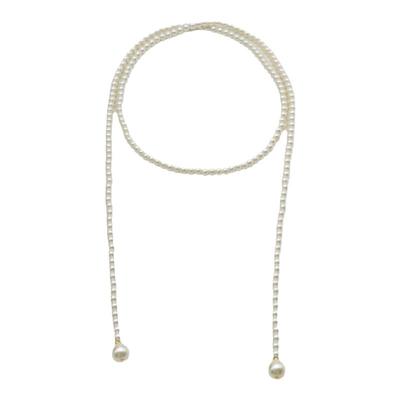 珍珠长款流苏串珠项链锁骨链女