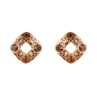 【美拉德方糖】焦糖几何复古轻奢秋冬耳饰无耳洞女蚊香盘耳夹满钻