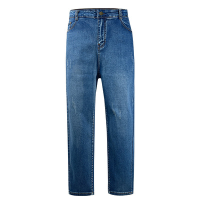 春秋加肥加大码女裤胖mm牛仔裤子