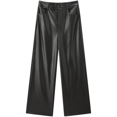 【商场同款】太平鸟2025年冬季新款磨毛直筒PU休闲裤女A1GBF4511