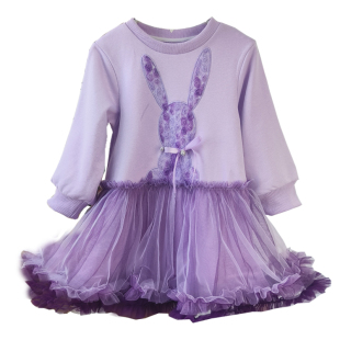 女童突突连衣裙26秋冬春夏新款韩版洋气公主兔子网纱tutu卫衣裙子