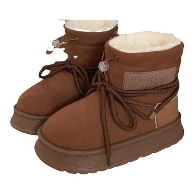 细细条民族风个性系带雪地靴