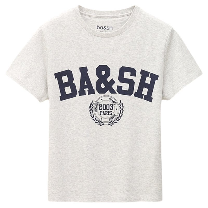 bash2026新款夏季简约基础款短袖T恤女logo印花纯色上衣1E26IONI