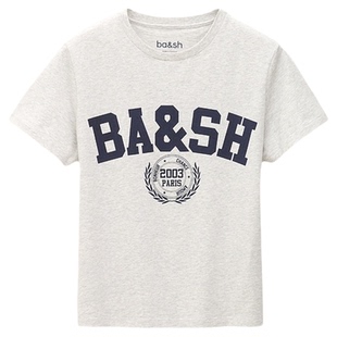 bash2026新款春季简约基础款短袖T恤女logo印花纯色上衣1E26IONI