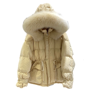 真毛领羽绒服女短款时尚洋气收腰加厚韩版东大门秋冬外套爆款潮