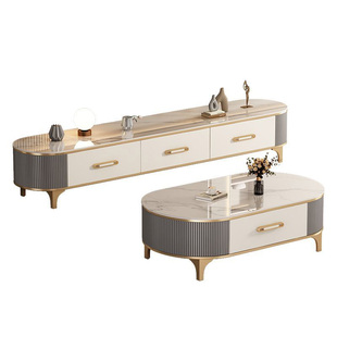 岩板茶几客厅家用2025新款小户型轻奢高级现代简约电视柜组合整装