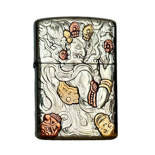 佐罗不动明王煤油打火机白铜浮雕镶嵌防风个性创意902s盔甲男士潮