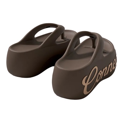 俏绘侧边字母厚底增高跟人字拖鞋