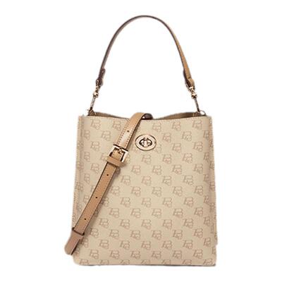 百丽女包包新款老花通勤水桶包