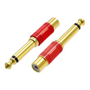 秋叶原 6.5公转rca莲花母 6.35转av头麦克风话筒调音台音频转接头