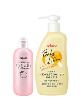 贝亲桃子水婴儿桃叶精华爽身露液体痱子粉200ml*3瓶