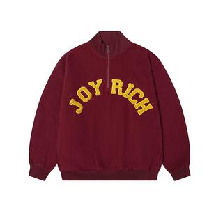JOYRICH美式复古摇粒绒半开领拉链卫衣宽松长袖春秋季男女同款