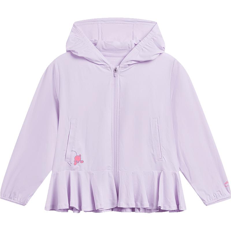 李宁童防晒连帽女休闲运动风衣