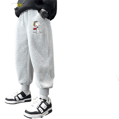 史努比童装男童加绒裤子