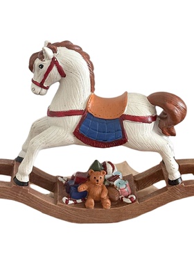 法式做旧木马摆件氛围装饰道具