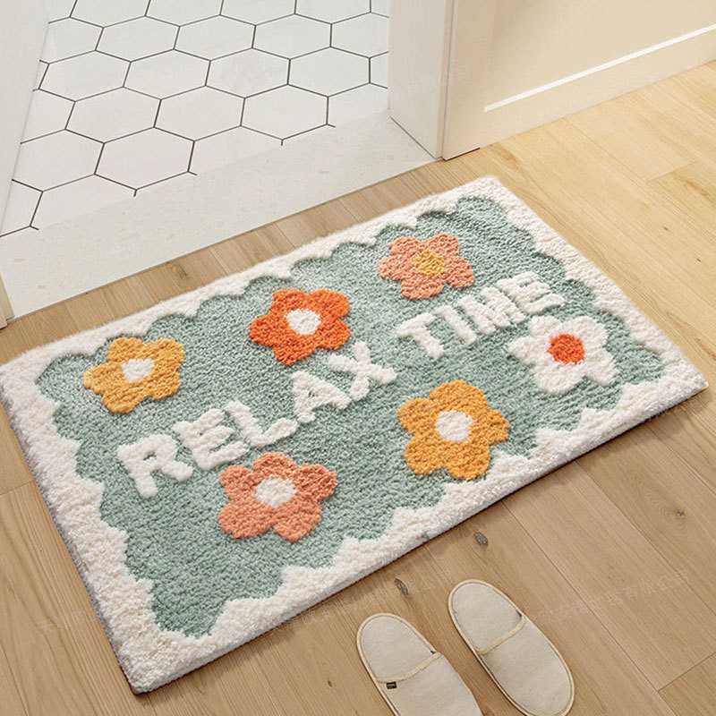 现代田园家用卧室进门地垫仿羊绒地毯吸水门口防滑浴室批发卫生间
