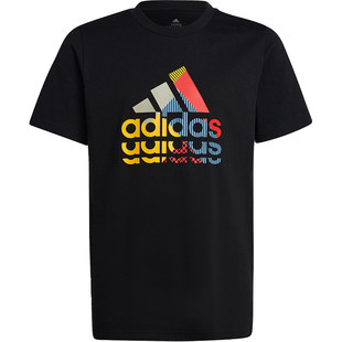 Adidas阿迪达斯儿童透气圆领休闲短袖IB9136