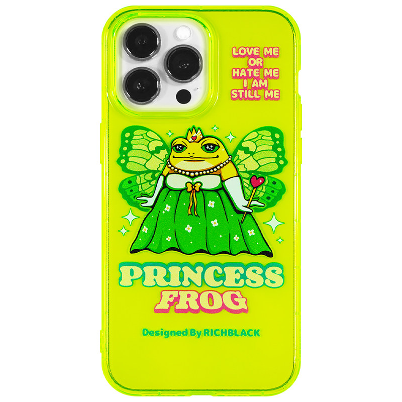 RichBlack原创设计青蛙公主 re56 卡通印花荧光绿手机壳适用于苹果17iPhone16ProMax