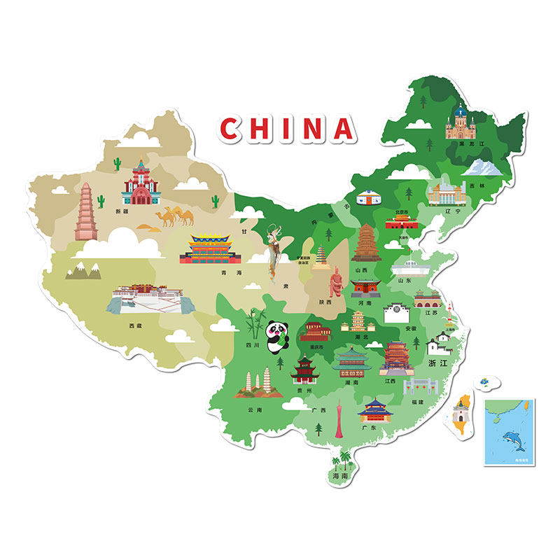 中國地图墙贴画幼儿园儿童房装饰