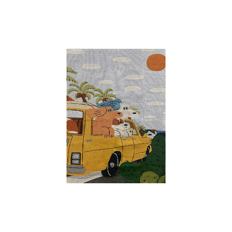 TaoMu 狗狗旅行 奶油风现代简约客厅沙发装饰画氛围挂毯画DIY挂画