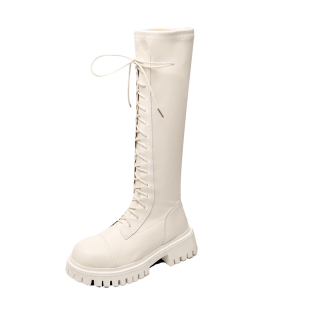 长筒靴女2025年秋季新款厚底瘦瘦绑带马丁靴不过膝高筒皮靴骑士靴