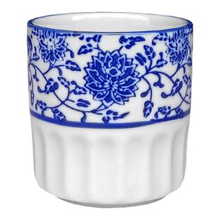 复古青花瓷半纹杯饭店餐厅专用陶瓷茶杯水杯中式商用酒杯子釉下彩