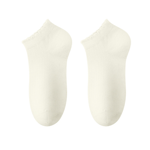 袜子女短袜春夏季薄款纯棉抑菌防臭吸汗透气花边白色短筒袜不掉跟