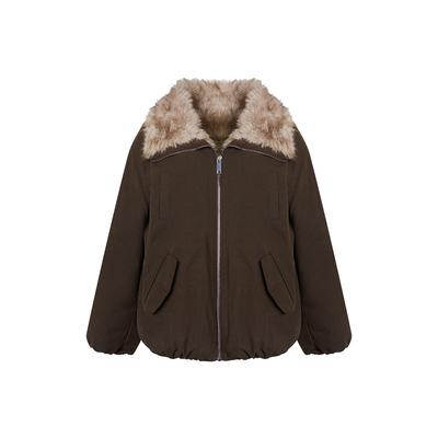 环保皮草大翻领保暖派克服外套