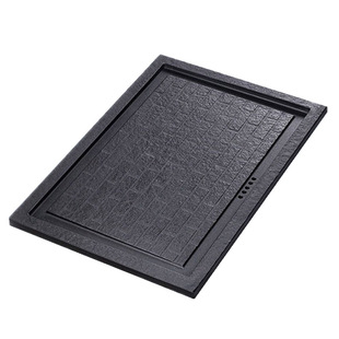 乌金石定制嵌入式茶盘茶桌中间漏水面板内嵌火烧石头茶几茶台订做