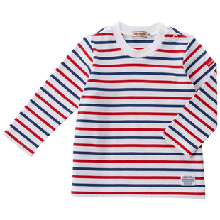 MIKIHOUSE童装儿童t恤纯棉条纹男童女童经典长袖T恤秋上衣