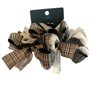 韩国复古撞色格纹老钱风蝴蝶结香蕉夹高级感竖夹后脑勺懒人扭扭夹