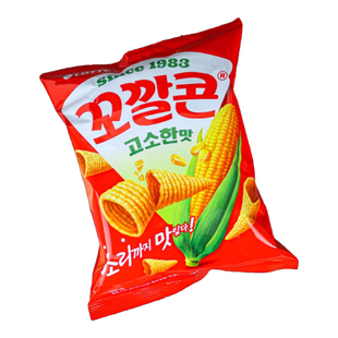 韩国进口Lotte乐天烤玉米辣味脆脆角妙脆角尖角膨化休闲小零食品