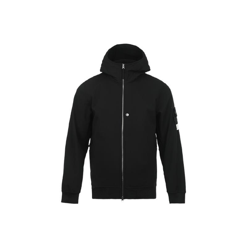 【自营】STONE ISLAND男士标识徽章连帽拉链休闲户外软壳外套夹克