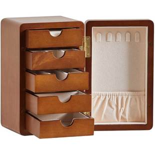 绿朵新中式实木首饰盒珠宝精致高档防氧化黄金戒指项链五金收纳盒