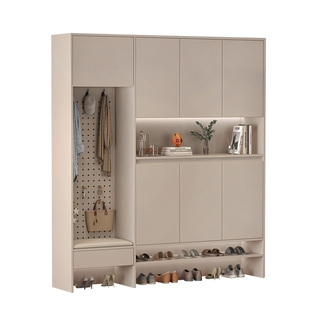 实木鞋柜家用门口入户玄关一门到顶靠墙储物柜洞洞板挂衣架收纳柜