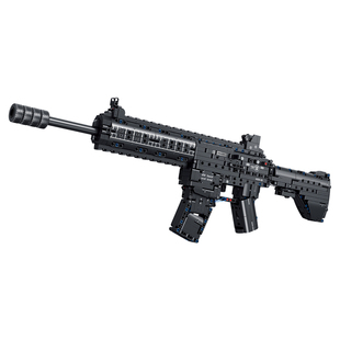 方橙积木军事枪械组装模型儿童益智拼装突击步枪玩具男孩拼图礼物