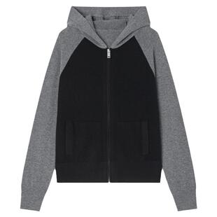 华吉言【临界点】100巴素兰羊毛柔软复古撞色连帽针织衫