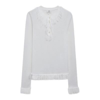 设计师品牌 IMMI 女士毛边圆领长袖针织上衣T恤银泰百货 300124