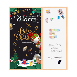 齐富实木框磁性挂墙式大黑板墙磁吸儿童家用画板涂鸦墙照片墙面走廊玄关学生教学绿板粉笔可擦写字板白板定制