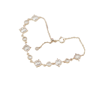 Aphrodite阿芙洛の星 稀有双面玫瑰切割天然白托帕 S925纯银手链